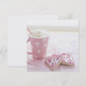 Valentijns's Heart Love Cookies Hot Chocolate Feestdagenkaart (Voorkant / Achterkant)