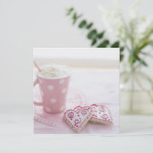 Valentijns's Heart Love Cookies Hot Chocolate Feestdagenkaart (Staand voorkant)