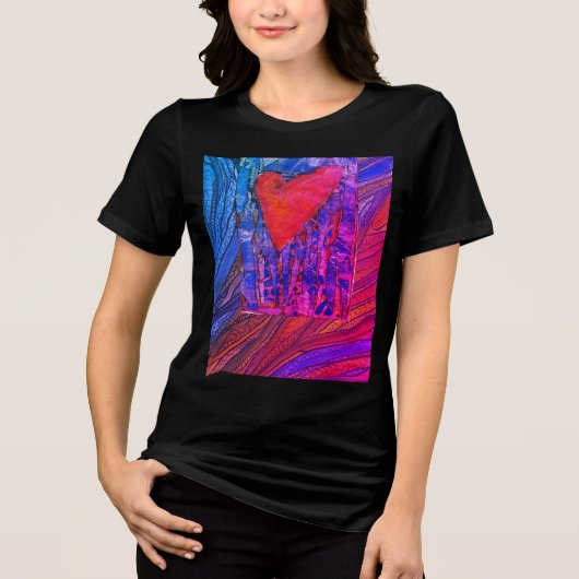 Valentijns's Heart met roze en paarse graphics Tri-Blend Shirt (Voorkant)