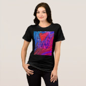 Valentijns's Heart met roze en paarse graphics Tri-Blend Shirt (Voorkant volledig)