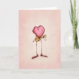 Valentijns's Heart Serenading met Ukulele Feestdagen Kaart