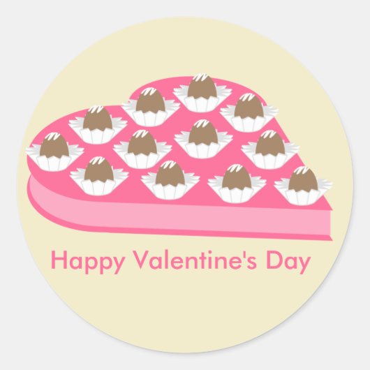Valentijns's Heart Shaped Box of Chocolate Snoep Ronde Sticker (Voorkant)