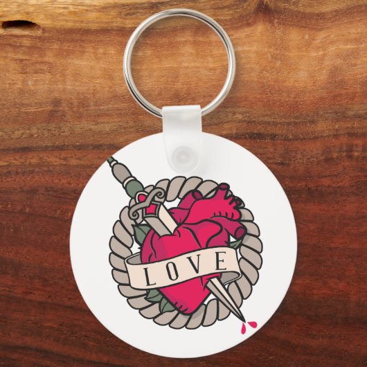 Valentijns's Heart Tatoo Design Sleutelhanger (Achterkant)