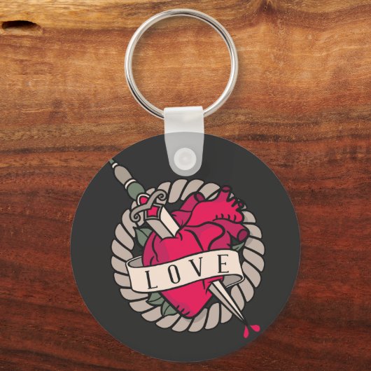 Valentijns's Heart Tatoo Design Sleutelhanger (Voorkant)