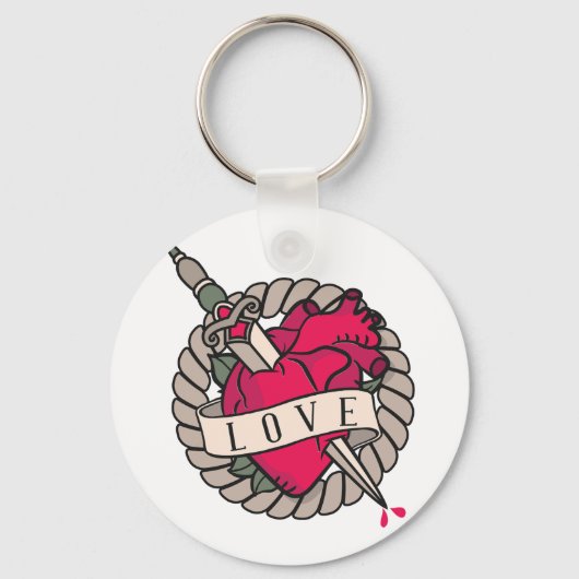 Valentijns's Heart Tatoo Design Sleutelhanger (Achterkant)