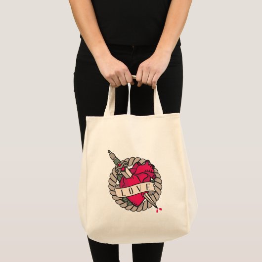 Valentijns's Heart Tatoo Design Tote Bag (Voorkant (product))