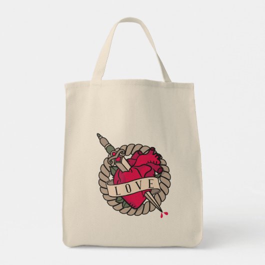 Valentijns's Heart Tatoo Design Tote Bag (Achterkant)