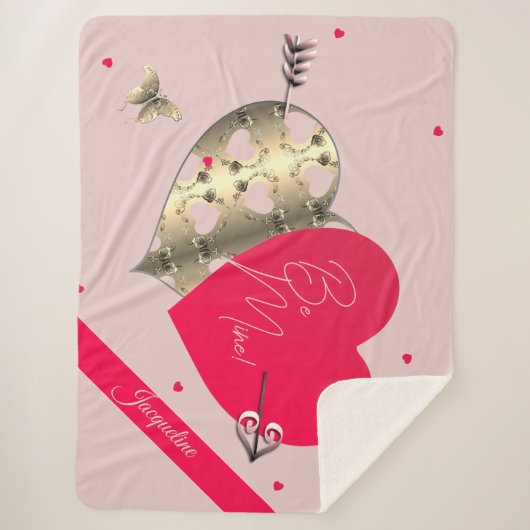 Valentijns's Hearts & Arrow Sherpa Deken (Voorkant)
