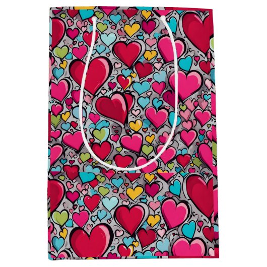 Valentijns's Hearts geschenktas Medium Cadeauzakje (Voorkant)