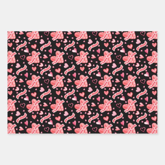Valentijns's Hearts I Love You Be Mine Pattern Inpakpapier Vel (Voorkant)