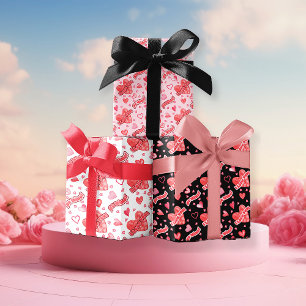 Valentijns's Hearts I Love You Be Mine Pattern Inpakpapier Vel