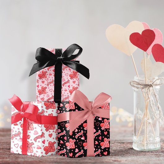 Valentijns's Hearts I Love You Be Mine Pattern Inpakpapier Vel