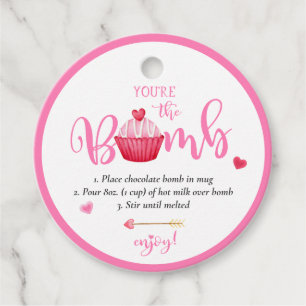 Valentijns's Hot Chocolate Bomb Jij bent de Bom Bedankjes Labels