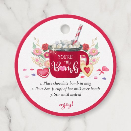 Valentijns's Hot Chocolate Bomb Jij bent de Bom Bedankjes Labels (Voorkant)
