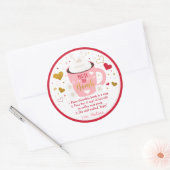 Valentijns's Hot Chocolate Bomb Roze Gouden Hart Ronde Sticker (Envelop)