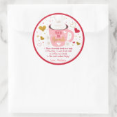 Valentijns's Hot Chocolate Bomb Roze Gouden Hart Ronde Sticker (Tas)