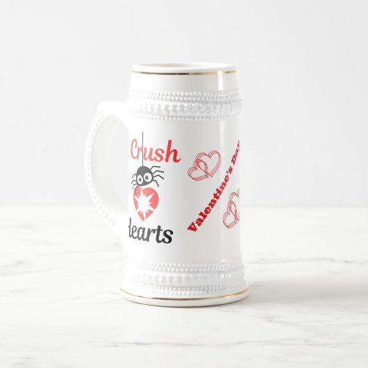Valentijns's I Crush Hearts schattige spin | Bierpul (Voorkant links)