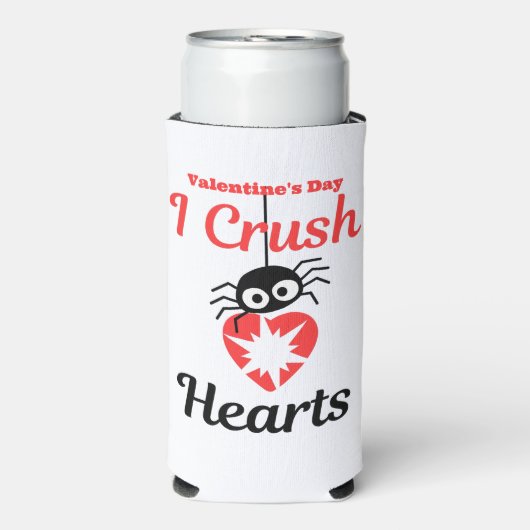 Valentijns's I Crush Hearts schattige spin | Seltzer Blikjeskoeler (Seltzer Voorkant)