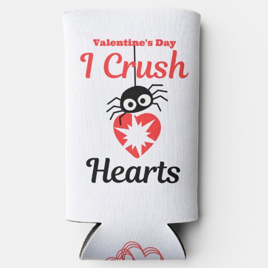 Valentijns's I Crush Hearts schattige spin | Seltzer Blikjeskoeler (Voorkant)