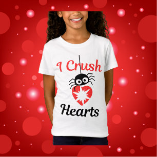 Valentijns's I Crush Hearts schattige spin   T-shirt