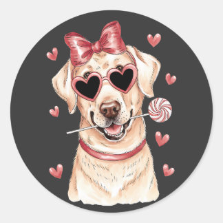 Valentijns's Joy Labrador Retriever Sweet Lollipop Ronde Sticker