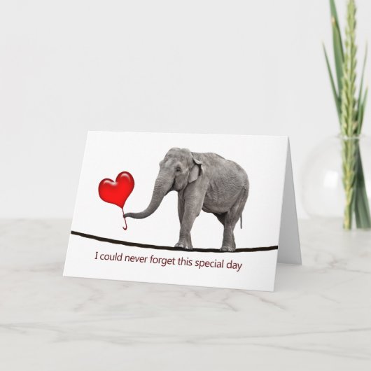 Valentijns's kaart met koorddansende olifant (Voorkant)