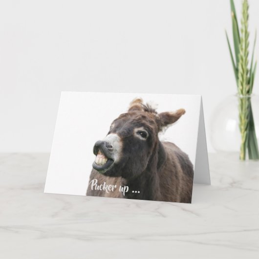 Valentijns's kaart met puckering Donkey (Voorkant)