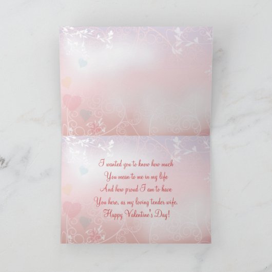 Valentijns's kaart voor Vrouw met rode rozen en ha (Binnen)