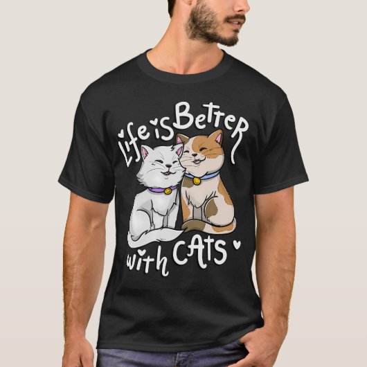 Valentijns's kattenliefhebbersleven is beter met k t-shirt (Voorkant)