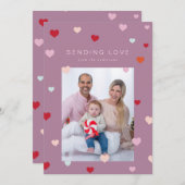 Valentijns's Kleine harten zweven Feestdagenkaart (Voorkant / Achterkant)