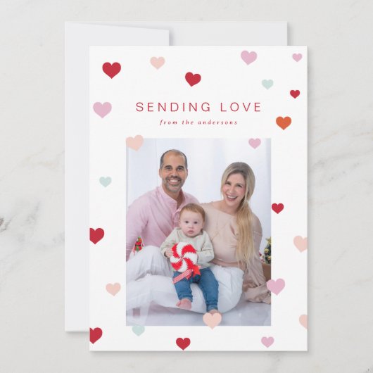 Valentijns's Kleine harten zweven Feestdagenkaart (Voorkant)