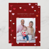 Valentijns's Kleine harten zweven Feestdagenkaart (Voorkant / Achterkant)