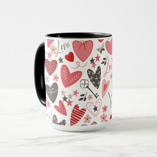 Valentijns's liefdesharten, sleutels mok (Voorkant links)