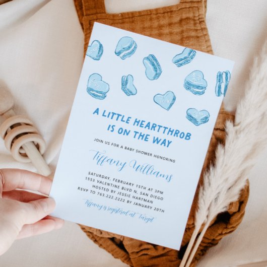 Valentijns's Little Heartthrob Blue Baby shower Kaart