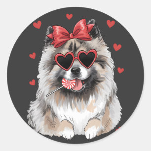 Valentijns's Love met Keeshond Lollipop Treat. Ronde Sticker