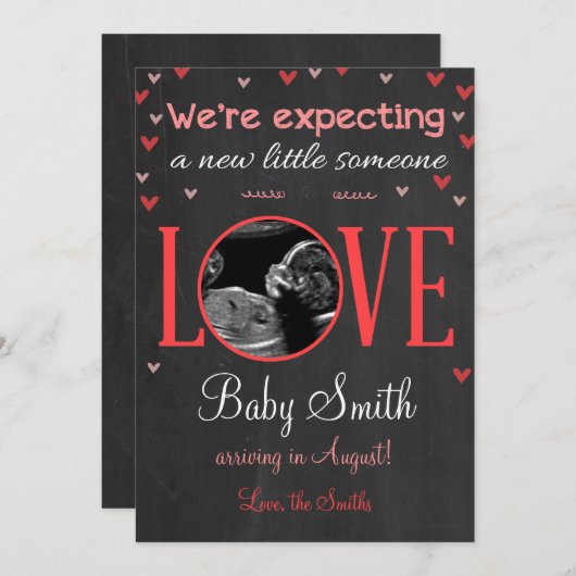 Valentijns's Love Zwangerschap Ultrasound Aankondi Feestdagenkaart (Voorkant / Achterkant)