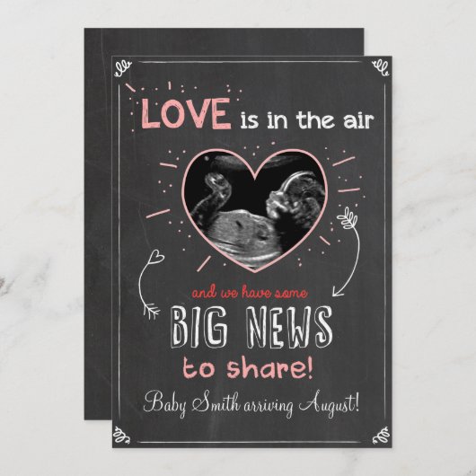 Valentijns's Love Zwangerschap Ultrasound Aankondi Feestdagenkaart (Voorkant / Achterkant)