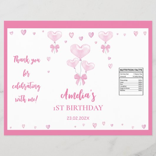 Valentijns's Meisje Verjaardag Chip Bag Wrapper Flyer (Voorkant)