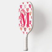 Valentijns's Monogram met harten Roze tonen Pickleball Paddle (Links)