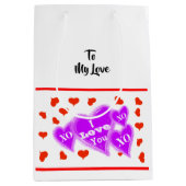 Valentijns's Paarse Hearts Red Hearts I Love You Medium Cadeauzakje (Voorkant)