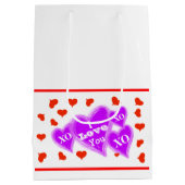 Valentijns's Paarse Hearts Red Hearts I Love You Medium Cadeauzakje (Achterkant)