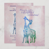 Valentijns's Party Invitation Giraffes Kunst Kaart (Voorkant / Achterkant)