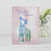 Valentijns's Party Invitation Giraffes Kunst Kaart (Staand voorkant)