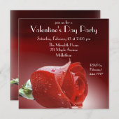 Valentijns's Party Rosebud Invitation Kaart (Voorkant / Achterkant)