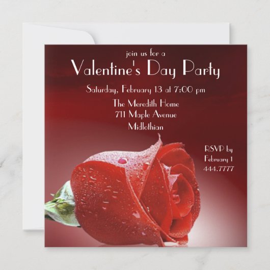 Valentijns's Party Rosebud Invitation Kaart (Voorkant)