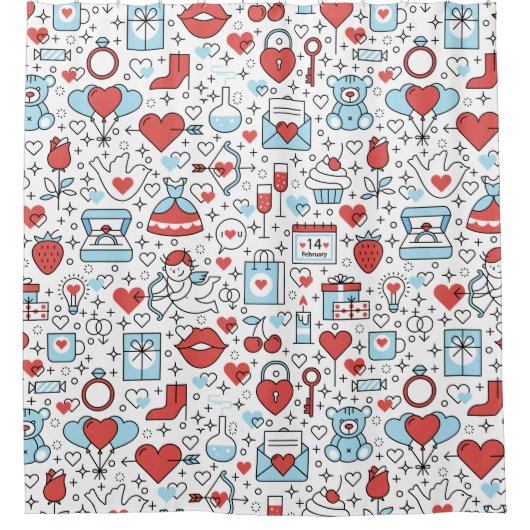 Valentijns's Pattern douchegordijn (Voorkant)
