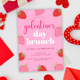 Valentijns's Pink Girly Galentine's Day Brunch Kaart