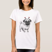 Valentijns's print met pug T-shirt (Voorkant)