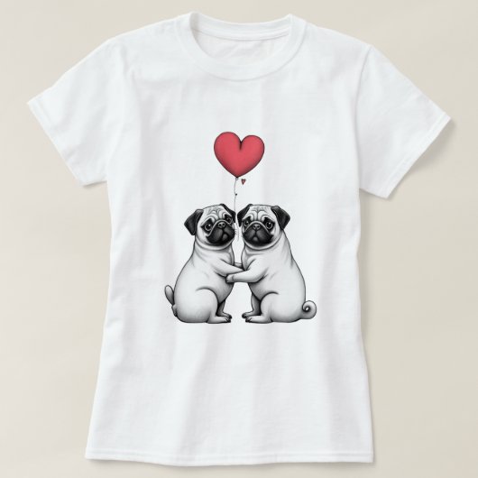 Valentijns's print met pug T-shirt (Design voorkant)