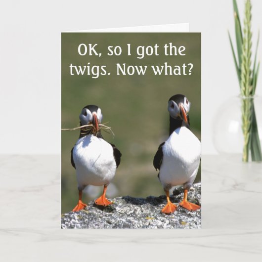 Valentijns's Puffin Pair 'kreeg de twijgen' kaart (Voorkant)